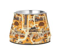 Feed Dog Bowl Non Skid Stainless Steel Pets Basic Bowls for Dogs Cats Rabbits Birds Whisker Friendly Construction Scene Concrete Mixer Truck Bulldozer