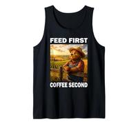 Feed First Coffee Second Bear Farmer Dad Funny Farm Lover Tank Top