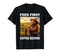 Feed First Coffee Second Bear Farmer Dad Funny Farm Lover Value Graphic T-Shirt, Men, Black, L