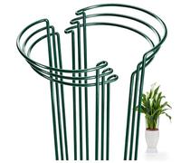 FEED GARDEN 6 Pack Plant Support Stakes, Metal Garden Plant Stake, Green Half Round Plant Support Rings for Potted Plants, Plant Cage for Tomato, Hydrangea(9.4" Wide x 15.6" High)