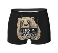 Feed Me and Tell Me I'm Pretty Funny Bear Boxer Brief for Men Boys, Ultra Soft, Breathable Underwear Style4077