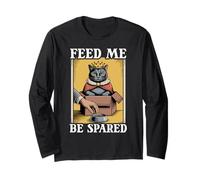 Feed Me Be Spared Cat In Box Cute Funny Cat Long Sleeve T-Shirt
