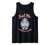 Feed me hungry hippopotamus funny Chubby Hippo Tank Top