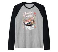 Feed Me Sushi and Tell Me I'm Pretty Sushi Foodie Raglan Baseball Tee
