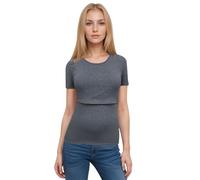 FEED ME THREADS (M Short Sleeve Maternity Nursing Breastfeeding Top (UK, Alpha, M, Regular, Regular, Grey)