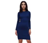 FEED ME THREADS (S Long Sleeve Maternity Nursing Breastfeeding Dress (UK, Alpha, S, Regular, Regular, Navy)