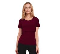 FEED ME THREADS (S Short Sleeve Maternity Nursing Breastfeeding Top (UK, Alpha, S, Regular, Regular, Wine)