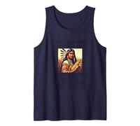 Feed Pilgrims Corn Anti-Thanksgiving Native American Meme Tank Top, Men, Navy Blue, X-Large