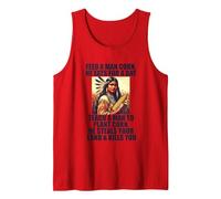 Feed Pilgrims Corn Anti-Thanksgiving Native American Meme Tank Top, Men, Red, XX-Large