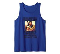 Feed Pilgrims Corn Anti-Thanksgiving Native American Meme Tank Top, Men, Royal Blue, Medium