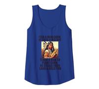 Feed Pilgrims Corn Anti-Thanksgiving Native American Meme Tank Top, Women, Royal Blue, Medium
