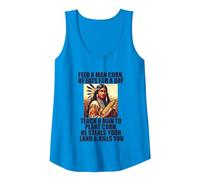 Feed Pilgrims Corn Anti-Thanksgiving Native American Meme Tank Top, Women, Sapphire Blue, X-Large