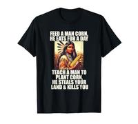 Feed Pilgrims Corn Anti-Thanksgiving Native American Meme Value Graphic T-Shirt