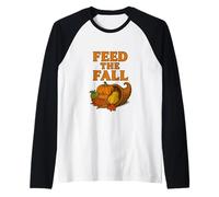 Feed The Fall Retro Thanksgiving Harvest Autumn Raglan Baseball Tee