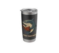 Feed Your Mind Shark Reading Book Lover Stainless Steel Insulated Tumbler