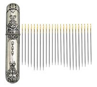feedal 24Pcs Hand Sewing Needles Large Eye Self Threading Needles with Case Vintage Needle Holder for Storing Sewing Accessories Pins and Needles