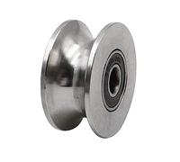 feedal 304 Stainless Steel 48mm/2" Sliding Gate Roller Wheel Bearing U Groove Pulley Bearing Track Rail Rigid Caster Wheel for Lifting Swing Sliding Gate (U Groove 48mm)