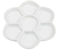 feedal Porcelain Ceramic 7 Well Daisy Shaped Watercolour Paint Mixing Palette Artist Paint Palette for Water, Oil or Acrylic Colour (3.2inch/ 8 CM))