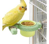 Feeder Bowl, Nut Cup, Cockatoo Seed Bin, Elevated Wood Stand, Easy Installation Hardware, Poultry Care Accessory, Macaw Galah Poultry Feeding Station Metal Vessel