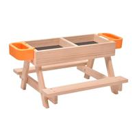 Feeder, Chicken Feeder No Waste Kit with Picnic Table and 2x Waterer, Poultry Feeding Equipment Pet Supplies, Wooden, Easy to Fill, Clean, and Maintain for Farm Chick Duck Quail Bird