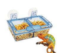 Feeder For Reptiles Suction Cup With Double Compartment, Feeding Bowl | Wall Mounted Food Bowl for Reptiles as well as Amphibians for all lizards, turtles, frogs, spiders and tarantulas in the