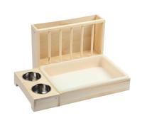 Feeder Manger, Rabbits Hutches With Detachable Tray,Easyly Assembly Wooden Hay Feeder,Durability Wooden Small Animal Feeders For Chinchillas Hamsters