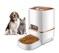 feeders Intelligent Automatic pet Feeder Feeder cat and Dog Timing quantitative 6L Large Capacity 4 Meals Dual Power Supply can be Recorded White