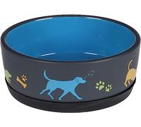 FEEDING AND DRINKING BOWL DOG CORI CERAMIC BLUE ROUND ANTISLIP 500ML 14x5,5CM