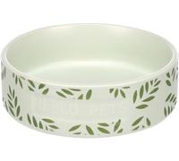 Flamingo FEEDING AND DRINKING BOWL RABBIT LEAFS ROUND GREEN 13x4CM 330ML