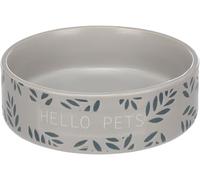 FEEDING AND DRINKING BOWL RABBIT LEAFS ROUND GREY 13x4CM 330ML