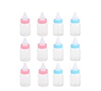 Feeding Bottles Mini Baby Shower Bottles Fillable Decorative Candy Bottles Transparent Bottle for Baby Shower Party Favors (12Pcs Blue and 12Pcs Pink)