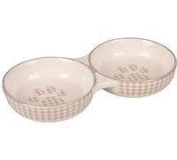 FEEDING BOWL CAT MYLO CERAMIC DOUBLE BEIGE-WHITE 145ML 2x11CM