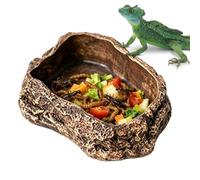 Feeding Bowl, Terrarium Bowl, Tilt-Resistant Structure with Rock Shape | Accessory material, water bowl with wild design, supply accessories for chameleon toad enclosure
