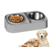 Feeding Bowls and Water Bowls for Cats, 2-in-1 Bowl for Cats and Dogs - Slanted Leak-proof Feeder with Non-Slip Base for Feeding Drinking Travel Home City Life