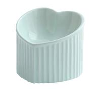 Feeding Bowls for Cats, Inclined Ceramic Bowl for Water Feeding Cats, Elevated Heart-Shaped Slanting Cat Bowl, Flat Porcelain Feeder for Small