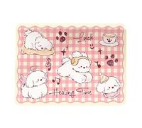 Feeding Mat, Dog Bowls, Absorbent Non Slip Pet Placemat Pad 11.8x15.8 Inch, Water Spill Protector Indoor Use, Floor Protection Mat for Cats and Dogs, Pink Color
