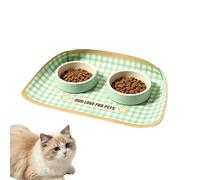 - Feeding Mat - With Waterproof Push Button Pad - Cat and Dog Food Mats for Floors - For All Breeds Puppies Kittens Training Indoor Outdoor Balcony Home Travel