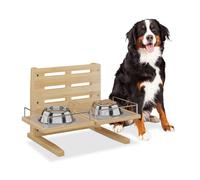Feeding Station Dog Food Bar Bowl Holder Stand Pet Bamboo Elevated 37x55x36cm