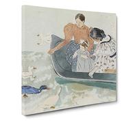Feeding The Ducks by Mary Cassatt Canvas Print | Gallery Wrapped 30mm Frame Wall Art | 14x14 inches | Ready to Hang | Modern Bird Picture | Living Room Bedroom Lounge Office