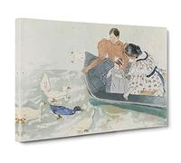 Feeding The Ducks By Mary Cassatt Canvas Print | Gallery Wrapped 30mm Frame Wall Art | 30x20 inches | Ready to Hang | Impressionist Bird Picture | Living Room Bedroom Lounge Office