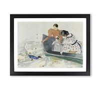 Feeding The Ducks By Mary Cassatt Classic Painting Framed Print | A4 Black Framed Wall Art | Ready to Hang | Classic Animal Picture | Living Room Bedroom Lounge Office
