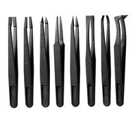 Feeding Tongs, 8PCS Plastic Tweezers, Precision Anti-Static Tweezers Venus Fly Trap Feeding Tongs 8 Styles Black for Crafting, Flytraps Pitcher Plants Reptile