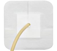 Feeding Tube Adhesive Wound Dressing Sponge Split Drain Bandage for Peg G J Supra-Pubic Incision Bordered Guaze Pad Off-Cut Catheter Stabilization Device Holder Post Surgery 4"X4", Pack of 10