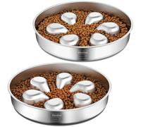 Feedoo Slow Feeder Dog Bowl-3.5Cups for Large Breeds, Food Grade 304 Stainless Steel Dog Bowls with Non-Slip Base, Maze Pet Dish to Slow Down Eating, Dishwasher-Safe [2Pack]