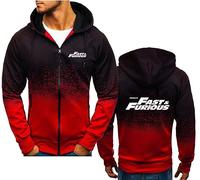 FEegar Men's Hooded Sweatshirt - Full Zip Jacket for Fast & Furious Long Sleeve Pullover Casual Hoodie Jackets - Teen Gift(Red,XXL)