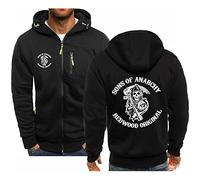 FEegar Men's Hoodie Jacket for Anarchy Sons Hooded Pullover Spring/Autumn Long Sleeve Casual Sweatshirt Aldult Fashion Jackets(Black,L)