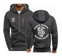FEegar Men's Hoodie Jacket for Anarchy Sons Hooded Pullover Spring/Autumn Long Sleeve Casual Sweatshirt Aldult Fashion Jackets(Dark Gray,XL)