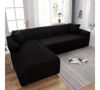 FEEGAR Sofa Cover L U Shape Corner Stretch Sofa/Couch Cover, Universal Couch Cover, Sofa Cover for 1/2/3/4 Seater, Couch Cover Sofa Protector (L Shape Corner Sofa Requires Two),Black,4 Seater