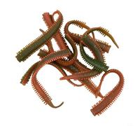 Feegow 10Pcs Simulation Sand Silkworm Fishing Lure, Soft TPR Sea Earthworm False Bait with Shrimp Scent, Stretchable 40CM+ Floating Worm for Saltwater Freshwater Fishi(No. 1 green brown)