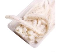 Feegow 10Pcs Simulation Sand Silkworm Fishing Lure, Soft TPR Sea Earthworm False Bait with Shrimp Scent, Stretchable 40CM+ Floating Worm for Saltwater Freshwater Fishi(No. 6 white)